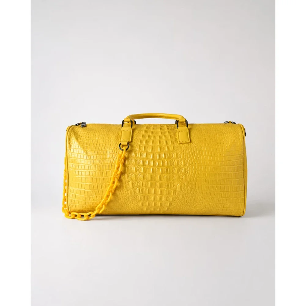 PRIVATA Croc-Embossed Leather Duffle Bag – New with Tags